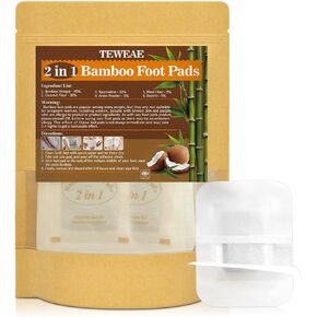 2 in 1 Foot Pads, 24 Pads Bamboo Vinegar Coconut Shell Powder Foot Pads with ''Stay in Place'' Bigger Adhesive Sheet