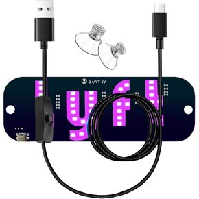 LED LED للسيارة. Windshield Light علامة مع ملصق وردي للسيارة ، وأكواب الشفط ، وكابل USB-C ، و DIMMER للمس لتعديل السطوع بدون جهد