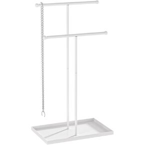 Coward 2 Tier Necklace Stand ، حامل المجوهرات الجمالية ، وقلادة منظم القلادة ، حامل سوار قلادة معدنية رف للرجال (الذهب)
