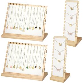 4pcs Jewelry/Necklace Display Stands, Wood Pendant Necklace Holder Necklace Display Storage Jewelry Display Rack Organizer, Tabletop Display Boards for Home or Shop Sell Show