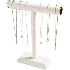 Necklace Holder Stand,Necklace Display For Selling,Jewelry Tree Rack Organizer For Girls,Necklace And Bracelet Hanger For Women,Hanging Necklace Storage (Necklace Stand Beige Velvet（Golden Metal Lid）)