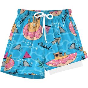 Vigtro Boys Swim Swits مع ضغط بويز بويز بويز شورت سريع الجاف ، سراويل للسباحة الصيفية بدلة السباحة للأطفال من 4 إلى 13 عامًا