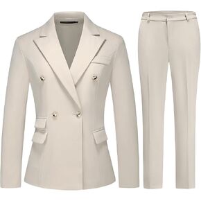 Women's Suiting Pants Suits for Women Dressy Double-Breasted Blazer Business Casual Outfits