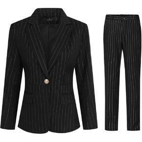 YYNUDA Women's Business Striped Suit Set 2 Piece Office Work Business Suits Blazer and Pant in Kuwait