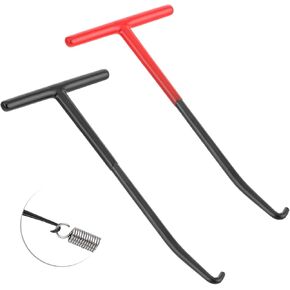 2 PCS Spring Removal Tool, T Handle Exhaust Spring Puller Tool Red, Black Motorcycle Exhaust Spring Hook 6.7 In/17 cm Spring Puller Removal Tool for Motorcycle Snowmobile Dirt Bike