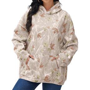 Missactiver Camo Hullize Hoodies للنساء رجال طويل الأكمام من الصوف المقنعين قميص القميص إسقاط الكتف مع جيب