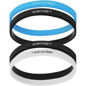 GOD IS FIRST IM SECOND Bracelet: Faith Priority Bracelet - Engraved Cross Silicone Wristband for Daily Encouragement, Baptism Gifts & Spiritual Reminder