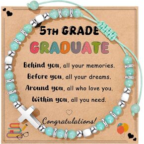 JoycuFF Best 2025 Kindergarten Graduation Gifts for Girls Her, Cute Heart Cross Bracelet Gifts for Girl, Graduation Gifts for Students Daughter Niece Granddaughter