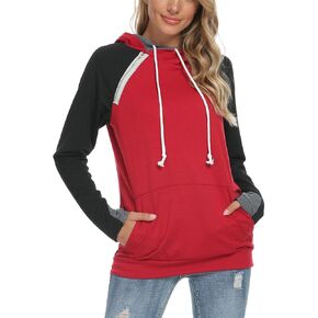 Barlver Women's Casual Hoodies Long Sleeve Sweatshirts Cowl Neck Drawstring Hooded Pullover Top with Pockets