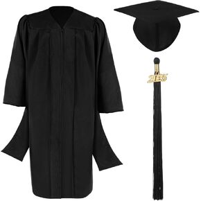 مجموعة Cuffbow Masters Grougure Cap Tassel Set 2025 CAP Black Draduation Cap و Gown Master Regalia مع شرابة للبالغين