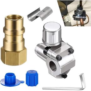 2 PCS Automotive Bullet Piercing Valve Kit with Dust Cap, R12 to R134A Conversion Hose Refrigeration Tank Tap for 7/16" Low Port, Fits 1/4" 5/16" 3/8" OD Pipes, Universal for Cars (Silver)