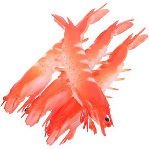LOGOFUN 4pcs Artificial Shrimp Simulated Shrimps Model Fake Shrimp Props Realistic Seafood Model for Home Kitchen Party Decoration - Red