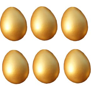 6Pack الخشب البيض الذهبي ، بيض عيد الفصح الخشبي ، بيض مركبة ديي ، فو ، بيض مزخرف بيض عيد الفصح (6) JD-1