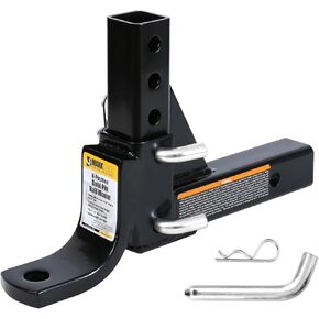MaxxHaul 51043 Trailer Hitch and Hitch Pin - 8-Position Adjustable Ball Mount Tow Hitch - 5000 lbs. GTW Capacity, Black