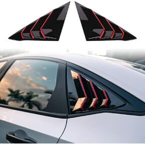 Thenice for 11th Gen Civic Racing Style Rear Side Window Louvers Air Vent Scoop Shades Cover Blinds Compatible with Honda Civic Hatchabck Type R 2022 2023 2024 -Glossy Black