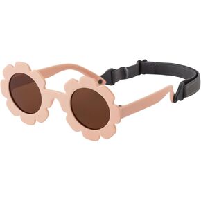 Flexible Flower Polarized Baby Sunglasses with Strap for Infant Girls 0-24 Months