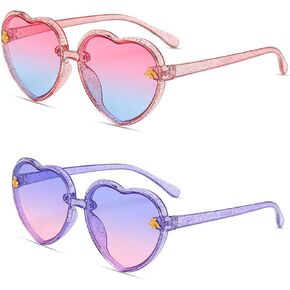 Kids Heart Sunglasses Cute Bee Fashion Sunglasses for Girls Age 3-10 UV400 Protection for Outdoor Beach Eyewear