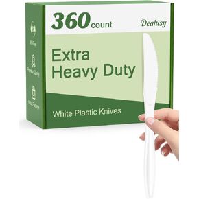 360 Count Extra Heavy Duty Clear Plastic Knives Disposable, BPA-Free, Heat Resistant, Solid and Durable Disposable Knives Bulk, Premium Plastic Knives heavy duty for Party Supply in Kuwait