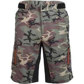 Zoic Men's Ether Camo Mountain Bike MTB Cycle Riding Short Relaxed Fit 12 inch Inseam, UPF 50+