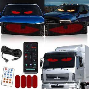 2pcs شيطان عيون أضواء للسيارات ، والتمرير ضخمة علامات الضوء الإعلاني المشرق على النافذة الخلفية للسيارة ، وأضواء العين الكبيرة الديناميكية لزجاج الأمامي الشاحنات مع التحكم عن بُعد والتطبيق