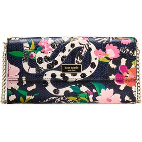 kate spade new york Sammy Snake Embossed Smooth Leather Flap Chain Crossbody, Black Multi