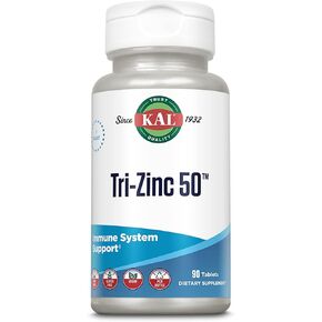 KAL Tri Zinc 50mg w/Zinc Citrate, Zinc Amino Acid Chelate and Zinc Picolinate, Healthy Metabolism and Immune Support Supplement, Vegan, Gluten Free, Non-GMO, 60-Day Guarantee, 90 Servings, 90 Tablets