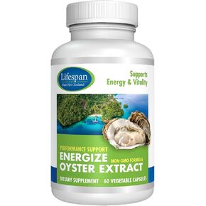 Energize Oyster Extract ملحق للرجال والنساء - الزنك ، توراين ، الأحماض الأمينية - يدعم الطاقة والآبار ، المصنعة في الولايات المتحدة الأمريكية ، 500 ملغ ، 60 كبسولات الخضار.