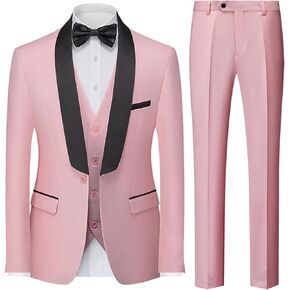 UNINUKOO Men Suits Slim Fit 3 Piece Tuxedo Set Shawl Lapel Wedding Casual Formal Tuxedo for Men