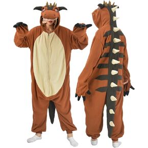 Adult Carnotaurus Onesie Pajamas Dinosaur Animal Cosplay Costume One Piece Jumpsuit Sleepwear for Women Men