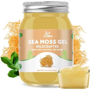 Wildcrafted Irish Sea Moss Gel - Natural Seamoss Gel with Ashwagandha Root, Burdock Root,Turmeric - Non-GMO, Gluten-Free, Vegan