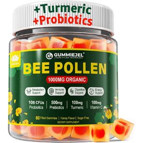 صحة الجهاز الهضمي والوزن لقاح النحل العضوية 1000 ملغ ، ث/البروبيوتيك ، prebiotics والكركم ، حبوب اللقاح نحلة غنية في الفيتامينات ، مضادات الأكسدة ، الأحماض الأمينية ، للهضوب والوزن والطاقة