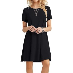 POPYOUNG 2025 Women's Summer Casual T-Shirt Dresses Crew Neck Beach Cover Up Sun Dress in Kuwait