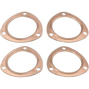 4 PCS 2 PAir 3 Inch Copper Header Exhaust Collector Gaskets Gold Colour Fits all 3 inch collector with Triangle for SBC BBC 302 350 454 383