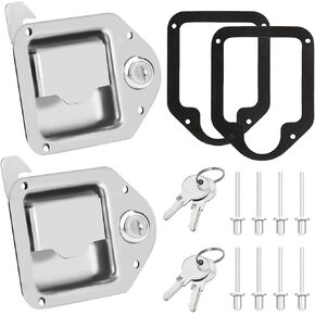 Forwode Truck Tool Box Pox Plact Kit- 304 قفل أدوات أدوات الشاحنات غير القابل للصدأ مع 2 غسالة ، 4 مفاتيح للشاحنة ، 8 مسامير أعمى (2 عبوة)