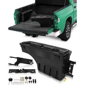 SCITOO Truck Bed Tool Box 180° Rotating Storage Tool Box Fit For Ford F-150 2015-2022 Right Side Waterproof Black