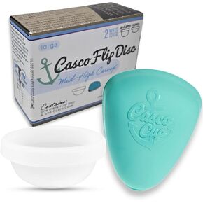 Casco Flip Menstrual Disc - Includes Menstrual Disc Case, Menstrual Disc, & Instructions - Silicone Period Discs for Women - Made in Maine, USA - Period Disc Reusable. (Large - Mid/High Cervix)