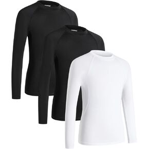 Hycoprot Boys Youth Compression Compression Shirt Kids Long Sleeve Undershirt Athletic Quick Dry BaseLayer for Football Baseball