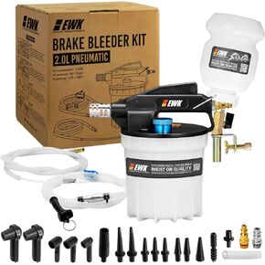 EWK 23 pcs Pneumatic Brake Bleeder Kit, 2L Vacuum Pump + 1L Brake Fluid Refilling Bottle