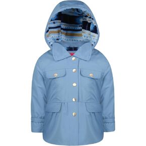 LONDON FOG Girls' Midweight Flounce Hem Utililty Trench with Hood