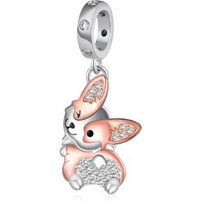 Cute Dog Charms 925 Sterling Silver Pug/Yorkie/Corgi/French Bulldog Charms for Bracelets Dog Charms for Bracelets for Women Cute Animal Jewelry Gifts for Women