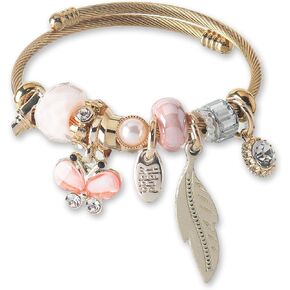 DS Charm Bracelets for girls,exquisite cute cartoon gold friendship bracelets Stainless Steel Bangle with birthday Gift box, Adjustable girls jewelry Suitable for holiday gifts