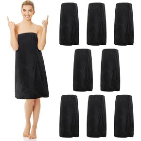 Tigeen 8 Pcs Women's Spa Wraps Lightweight Spa Robes with Adjustable Closure and Elastic Top(Medium,White)