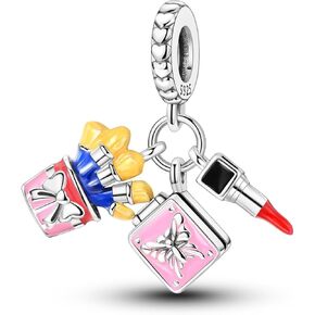 NARMO Charms for Bracelets 925 Sterling Silver Star Dangle Charms Car Keys Lipstick Dangle Charm Beads for Women Bracelets Necklace