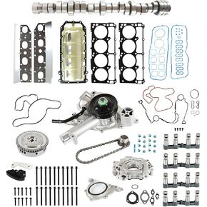 NON-MDS Lifters Camshaft Kit & Timing Chain Oil Pump Kit with Water Pump Fits for 2011-2015 Ram 5.7L Hemi Replace OE 53022314AD 53021720AB 53022243AF