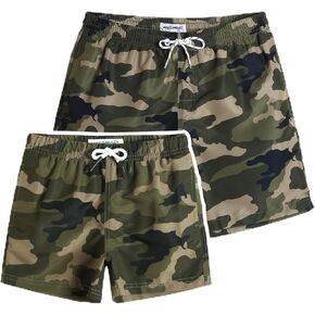 maamgic Dad and Son Matching Swim Trunks Quick Dry Father and Son Gifts Board Shorts with Mesh Lining Swim Suits Swimming Trunks (Size Large & Size 5-6 Years)