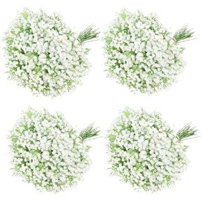 120PCS Artificial Flowers,Babys Breath Artificial Flowers,Fake White Babys Breath Flowers Artificial Bulk,120 Pcs Real Touch Flowers for Wedding Party Home Garden Decoration (120 PCS)