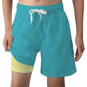 Boys Swim Trunks Swim Shorts Quick Dry Compression Liner Bathing Suit with Boxer Brief Swimwear 7-20 Years