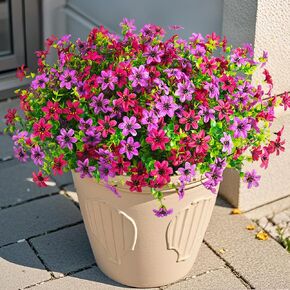 Artificial Flowers for Outdoors Fake Outdoor Plants, 12 Bundle Faux Silk Daisy Flower for Spring Summer Decoration, Look Real UV Resistant for Outside Front Porch Patio Window Balcony Home