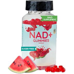 NAD Gummies, NAD Supplement 1000MG, Suger Free NAD+ Gummies, Nicotinamide riboside Resveratrol, Vitamin b3, Anti Aging Supplement, Energy Brain Boost, Watermelon Flavor