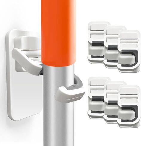 حامل المكنسة على الحائط، حامل المكنسة على الحائط ذاتي اللصق، حامل المكنسة على الحائط بدون حفر، ممسحة فائقة مضادة للانزلاق وحامل مكنسة للمنزل، المطبخ، الحديقة، تخزين المرآب 6 عبوات in Kuwait